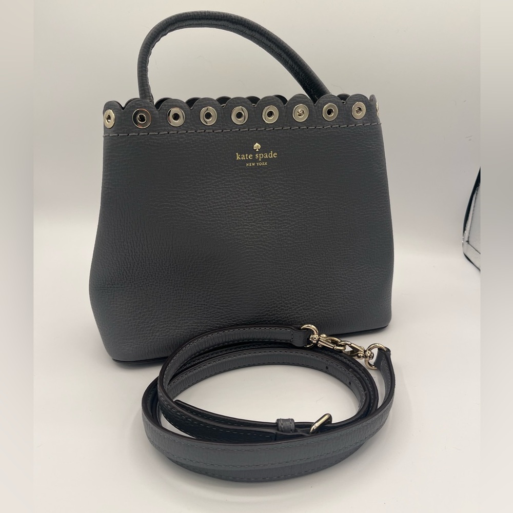 Authentic Kate Spade Grey Pebbled Leather Paloma Road Janell Satchel